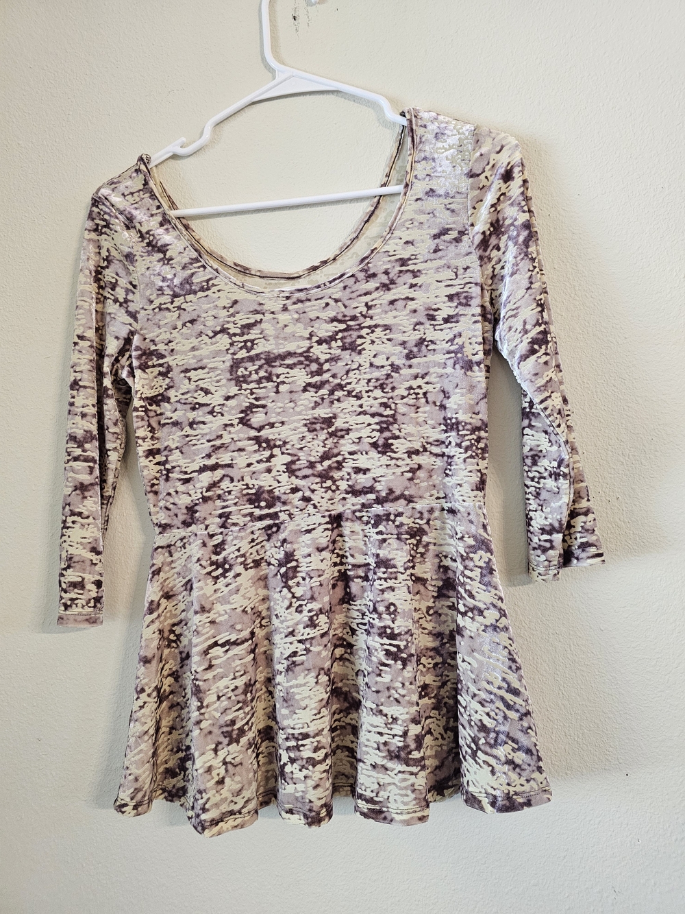 Decree Lavender Marble Peplum Blouse